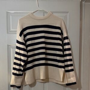 Zara Black and Cream Striped Sweater